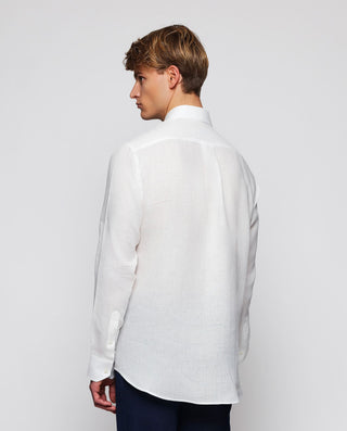 Camisa casual de lino blanca prelavada